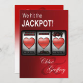 Las Vegas-Jackpot-Herz kerbt Hochzeit Einladung (Vorne/Hinten)