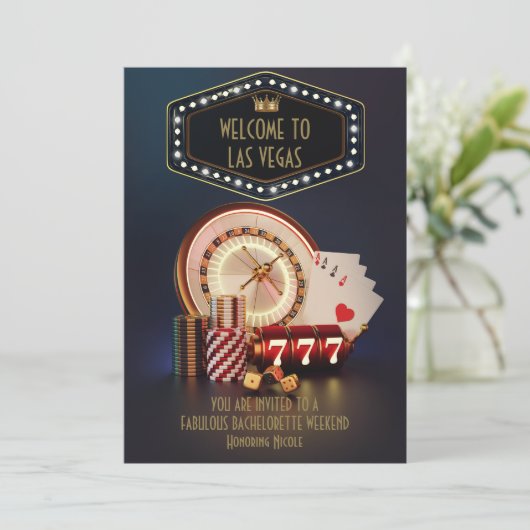 Las Vegas Junggeselinnen-Abschied Custom Einladung (Stehend Vorderseite)