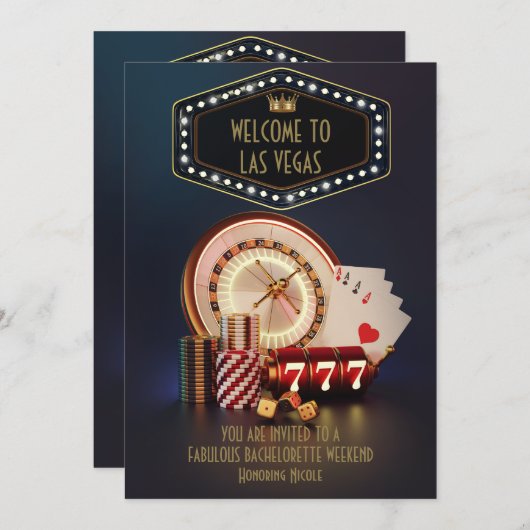 Las Vegas Junggeselinnen-Abschied Custom Einladung (Vorne/Hinten)