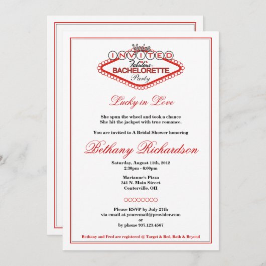 Las Vegas Junggeselinnen-Abschied Einladung (Vorne/Hinten)