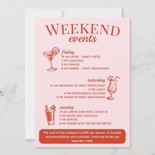 Las Vegas Junggeselinnen-Abschied Individuelle Rou Einladung (Rückseite)