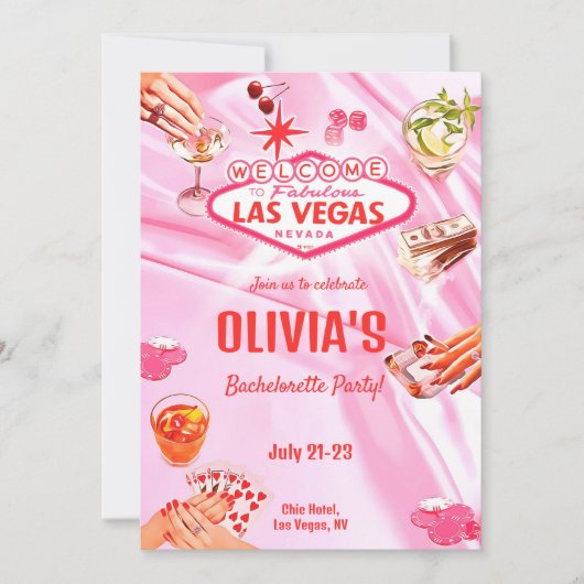 Las Vegas Junggeselinnen-Abschied Poker Itinerary Einladung (Vorderseite)