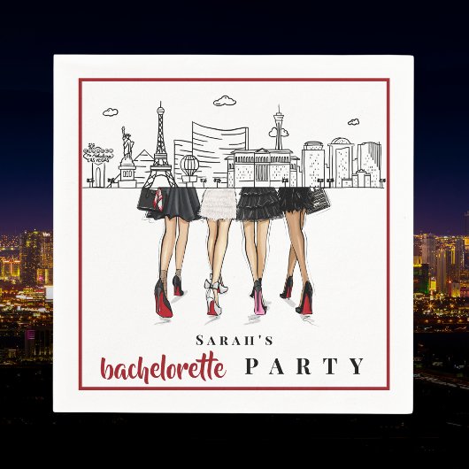 Las Vegas Junggesellinnenabschied Mode Skyline Serviette
