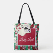 Las Vegas-Kasino-Würfel und Karten mit Dame Luck Tasche (Rückseite)