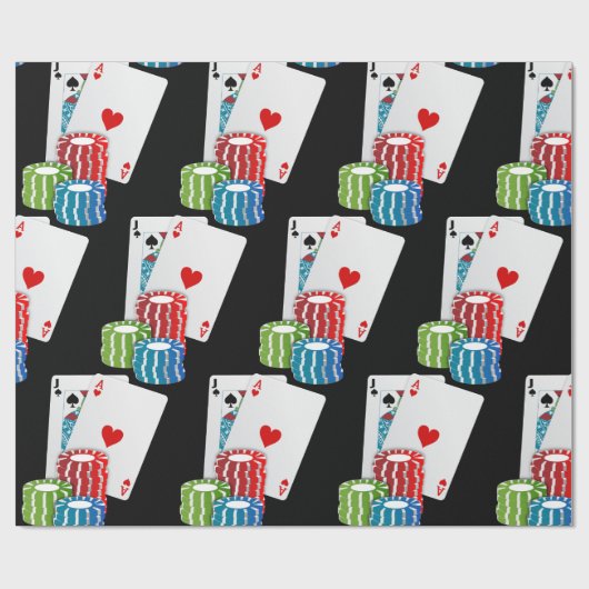 Las Vegas-Kasinogroße Blackjack-Karten und Chips Geschenkpapier (Flach)