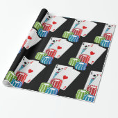 Las Vegas-Kasinogroße Blackjack-Karten und Chips Geschenkpapier (Ungerollt)