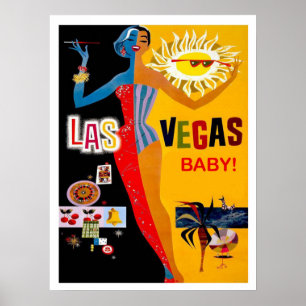 Las Vegas, Kasinomädchen, Vintages Reiseplakat Poster