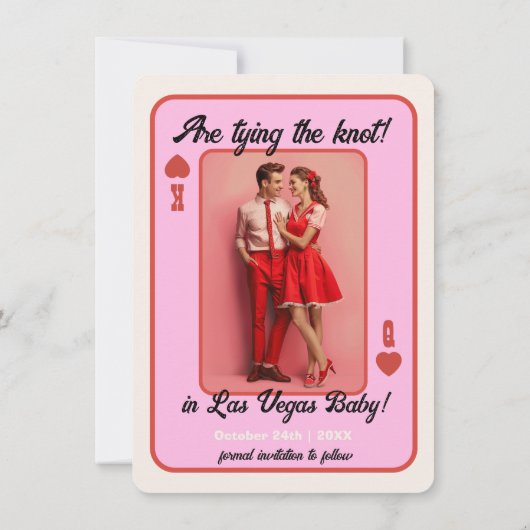 Las Vegas King Queen Heart Save the Date Foto Einladung (Rückseite)