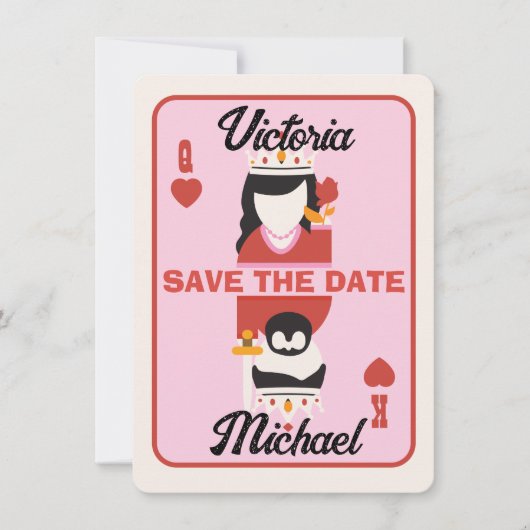 Las Vegas King Queen Heart Save the Date Foto Einladung (Vorderseite)
