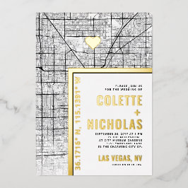 Las Vegas Liebe Locator | Städtische Hochzeit Folieneinladung