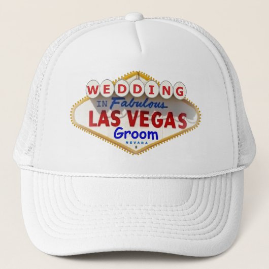 Las Vegas Logo Groom Cap "WEDDING" Truckerkappe (Vorderseite)