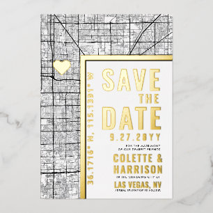 Las Vegas Love Locator Hochzeits-Save-the-Date Folieneinladung