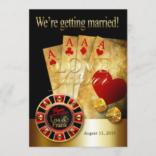 Las Vegas Luxushochzeit   rot gold schwarz Einladung