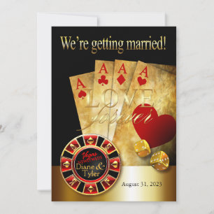 Las Vegas Luxushochzeit   rot gold schwarz Einladung
