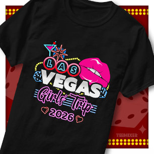 Las Vegas Mädchen-Trip 2026 Rosa Lippen Schild Cas T-Shirt