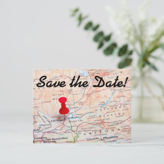 Las Vegas Map Button Save the Date Ankündigungspostkarte (Stehend Vorderseite)