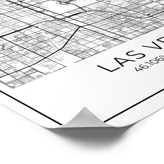 Las Vegas Map - Las Vegas Black and White Map Poster (Ecke)