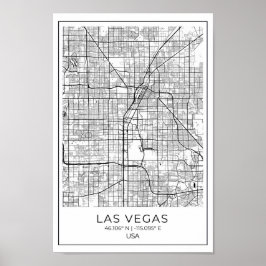 Las Vegas Map - Las Vegas Black and White Map Poster