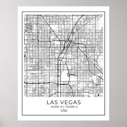 Las Vegas Map - Las Vegas White Map Poster (Vorne)
