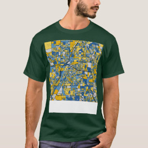 Las Vegas Map Muster in Blue Gold T-Shirt