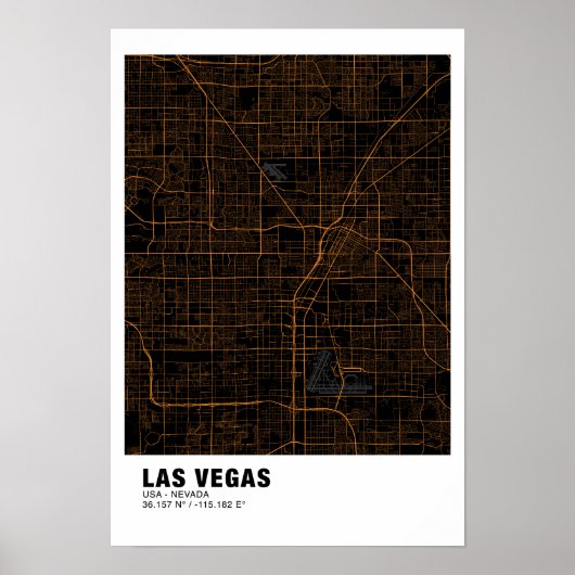 Las Vegas Map Poster - Nevada Black & Golden Map (Vorne)