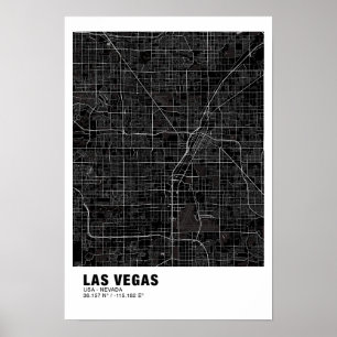 Las Vegas Map Poster - Nevada Black Map