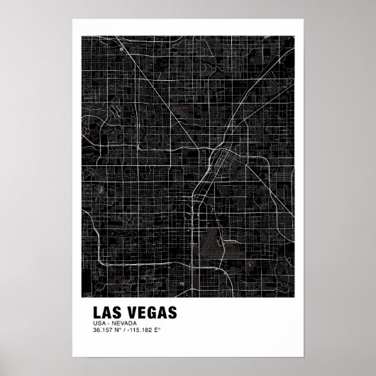 Las Vegas Map Poster - Nevada Black Map (Vorne)