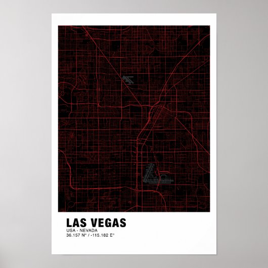 Las Vegas Map Poster - Nevada Black & Red Map (Vorne)