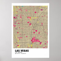 Las Vegas Map Poster - Nevada Farbenfrohe Karte