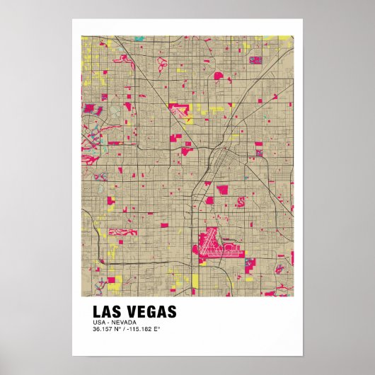 Las Vegas Map Poster - Nevada Farbenfrohe Karte (Vorne)