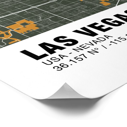 Las Vegas Map Poster - Nevada Green Map (Ecke)