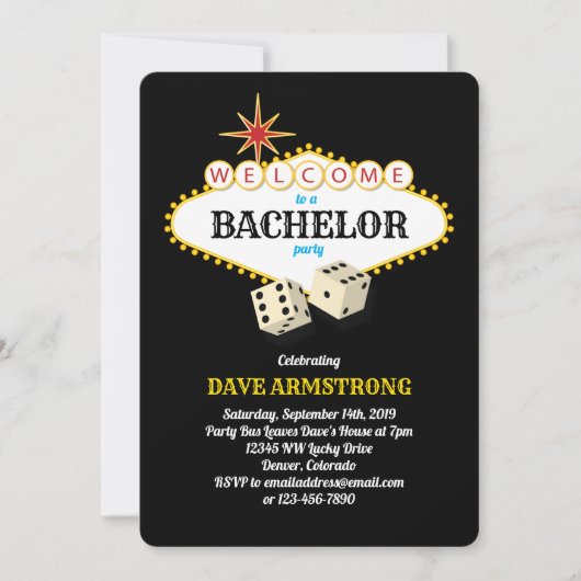 Las Vegas Marquee Bachelor Party Einladung (Vorderseite)