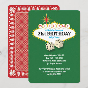 Las Vegas Marquee Birthday Party Green Einladung