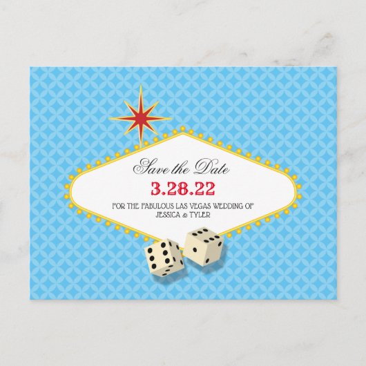Las Vegas Marquee Save the Date Aqua Postkarte (Vorderseite)