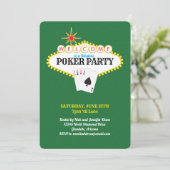 Las Vegas Marquee Sign Poker Party Green Einladung (Stehend Vorderseite)