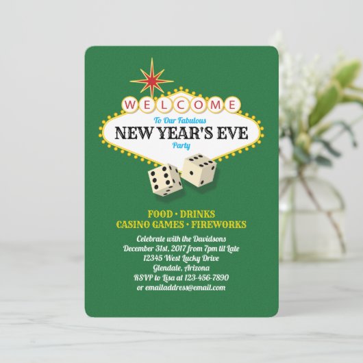 Las Vegas Marquee Silvester Party Einladung (Stehend Vorderseite)