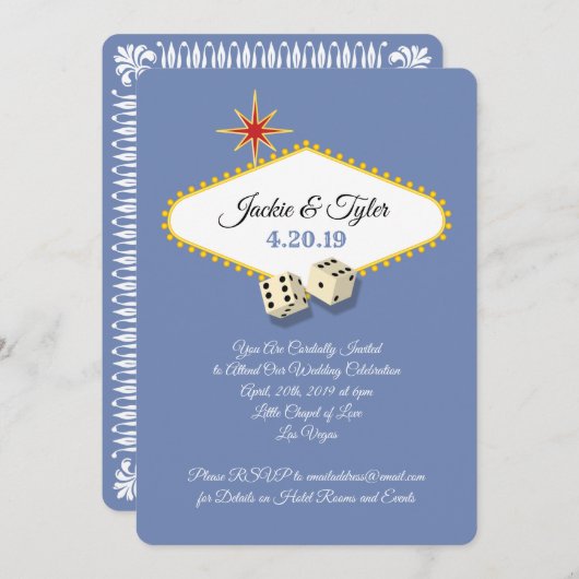 Las Vegas Marquee Wedding in Hydrangea Einladung (Vorne/Hinten)