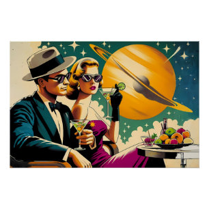 Las Vegas Martini Gangster Party im Space Age Stil Poster
