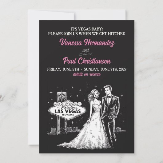 Las Vegas mit QR Code Hochzeit Einladung (Vorderseite)