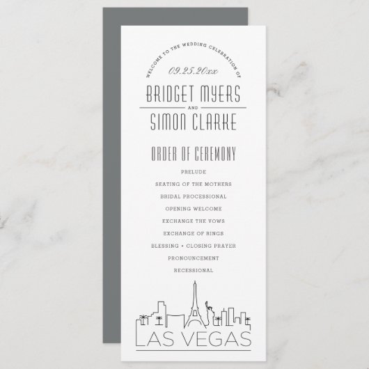 Las Vegas | Modernes Hochzeitsprogramm für Deko Einladung (Vorne/Hinten)