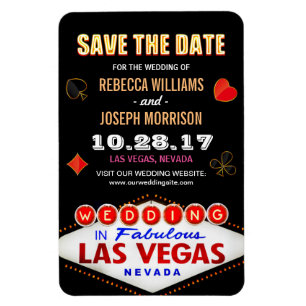 Las Vegas Nacht Neon-Schild - Heiratsdatum speiche Magnet