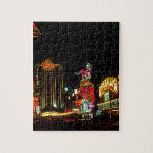 Las Vegas Nacht Neonlicht Casinos Schild Puzzle