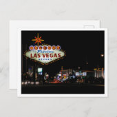 Las Vegas Nachtstraße mit Schild Postkarte (Vorne/Hinten)