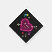 Las Vegas Neon Heart and Stars Wedding Serviette (Ecke)