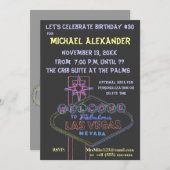 Las Vegas Neon Sign Birthday Bash Einladung (Vorne/Hinten)