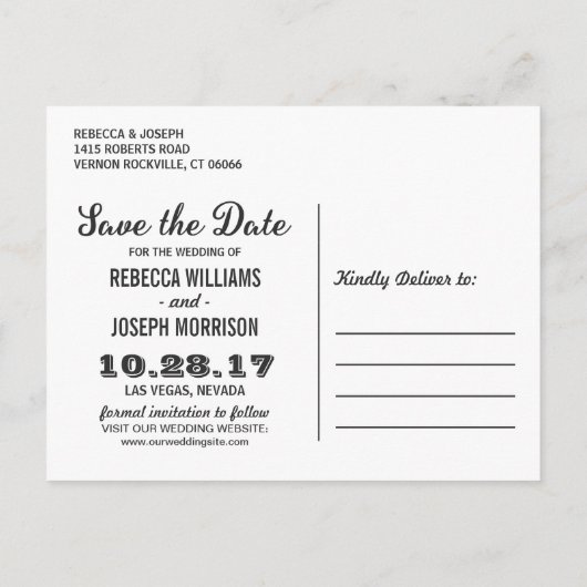 Las Vegas Neon Sign - Save the Date Hochzeit Ankündigungspostkarte (Rückseite)