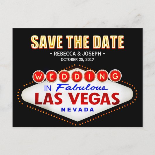 Las Vegas Neon Sign - Save the Date Hochzeit Ankündigungspostkarte (Vorderseite)