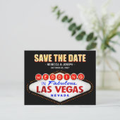 Las Vegas Neon Sign - Save the Date Hochzeit Ankündigungspostkarte (Stehend Vorderseite)