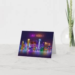 Las Vegas Neon-Skyline-Grußkarte Dankeskarte