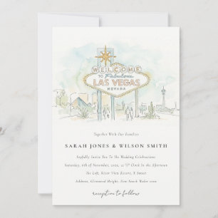 Las Vegas Nevada Aquarell-Landschaft-Hochzeit Einladung
